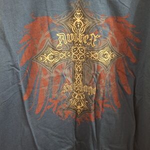 New Men's Avirex Long Sleeve T-shirt With Thermal Sleeves - Blue